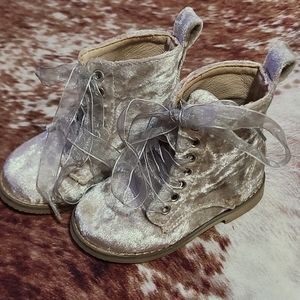Velvet toddler combat boots